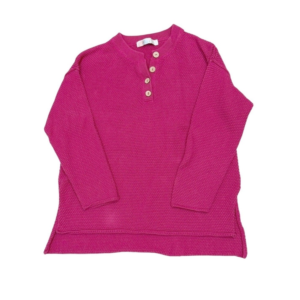Free People FP Beach Womens Pink Hailee Waffle‎ Knit Relaxed Henley Sweater XS